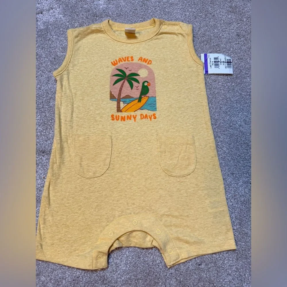 Tucker + Tate Yellow Bodysuit with Tropical Print